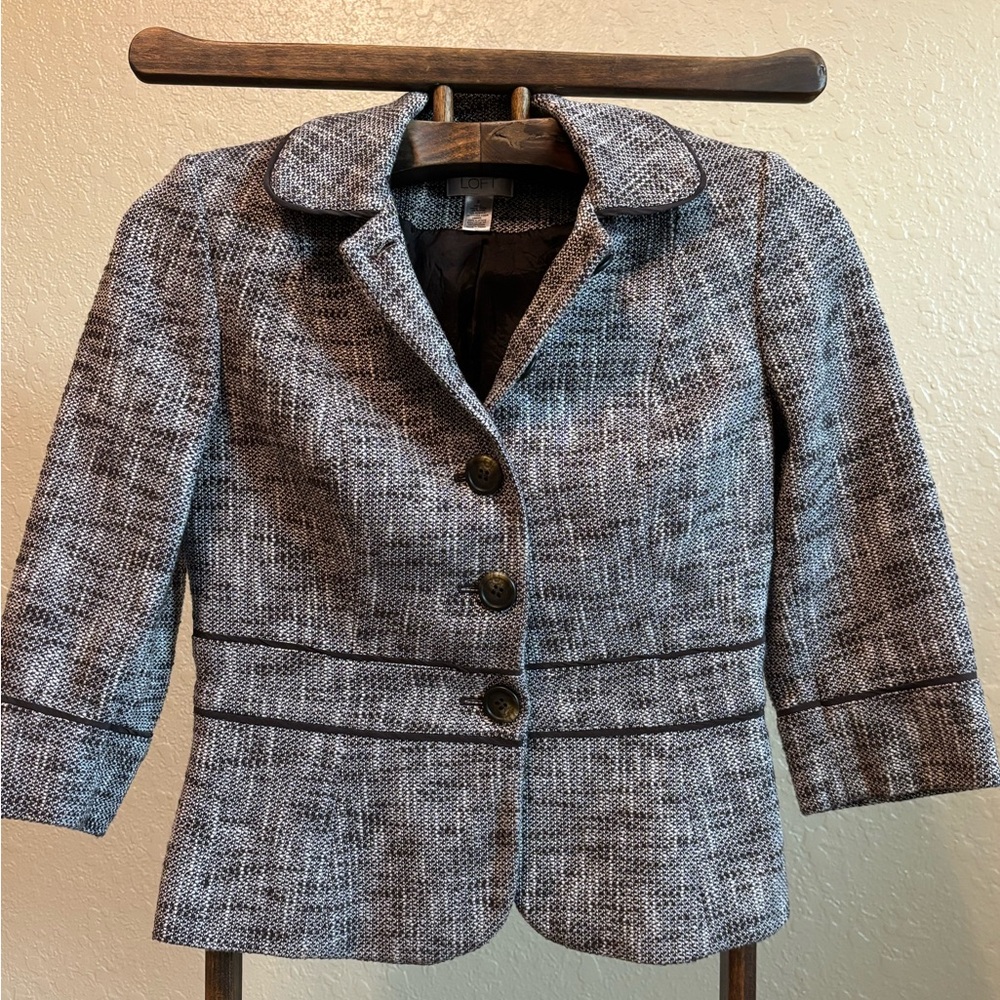 LOFT Textured Gray Blazer